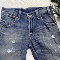 levis / 511 W31 淺海天藍刷色破壞 古著中 腰丹寧牛仔長褲 vintag 第2張的照片