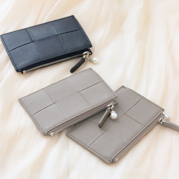 ボッテガ グレー レザー カードケース BOTTEGA VENETA グレー レザー