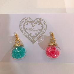 colorful cube pierce(pink＆emerald green) MIX color 3枚目の画像