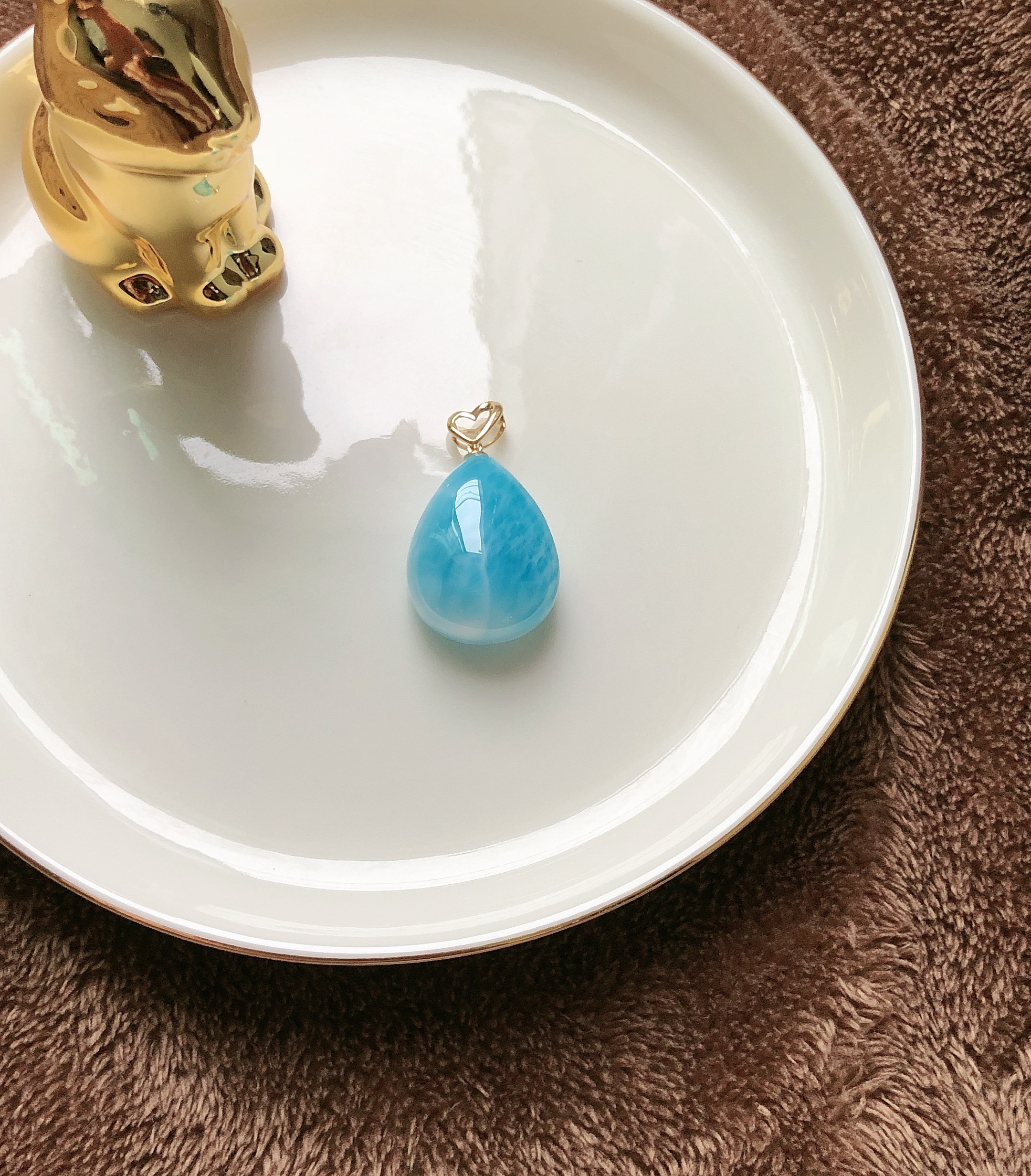 天然無処理 ラリマー ペンダントトップ k18 No860 ネックレス