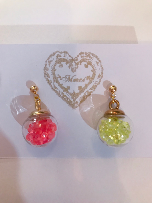 colorful cube pierce(pink＆yellow) MIX color 2枚目の画像