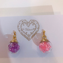 colorful cube pierce(light pink＆purple) MIX color 3枚目の画像