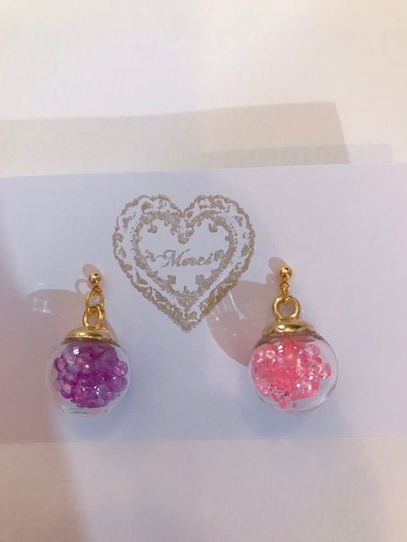 colorful cube pierce(light pink＆purple) MIX color 3枚目の画像