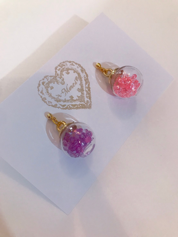 colorful cube pierce(light pink＆purple) MIX color 1枚目の画像