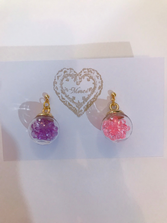colorful cube pierce(light pink＆purple) MIX color 2枚目の画像