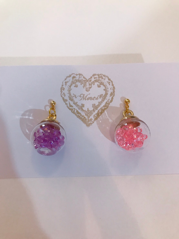 colorful cube pierce(light pink＆purple) MIX color 4枚目の画像