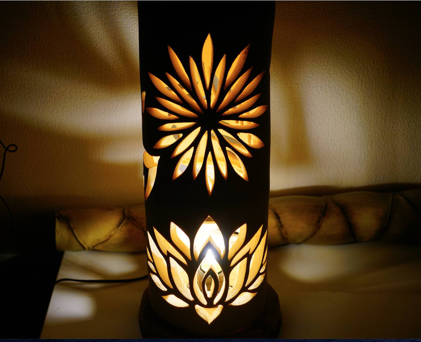 竹灯り・竹あかり・竹灯籠・竹灯篭・竹ランプ   全面彫り～～ 癒しの灯り★光帯★～～