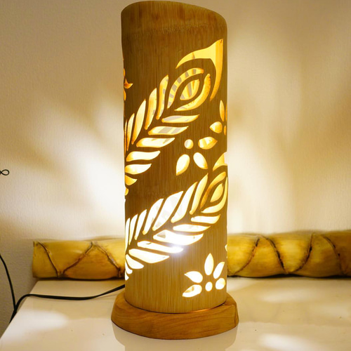 竹灯り・竹あかり・竹灯籠・竹灯篭・竹ランプ 全面彫り～～ 癒しの灯り  