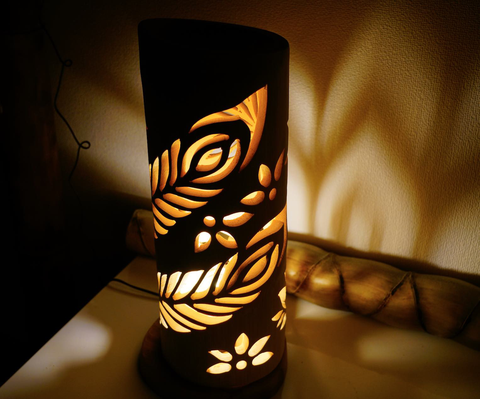 竹灯り・竹あかり・竹灯籠・竹灯篭・竹ランプ   全面彫り～～ 癒しの灯り★光帯★～～