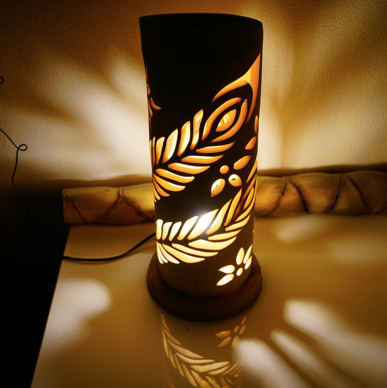 竹灯り・竹あかり・竹灯籠・竹灯篭・竹ランプ   全面彫り～～ 癒しの灯り★光帯★～～