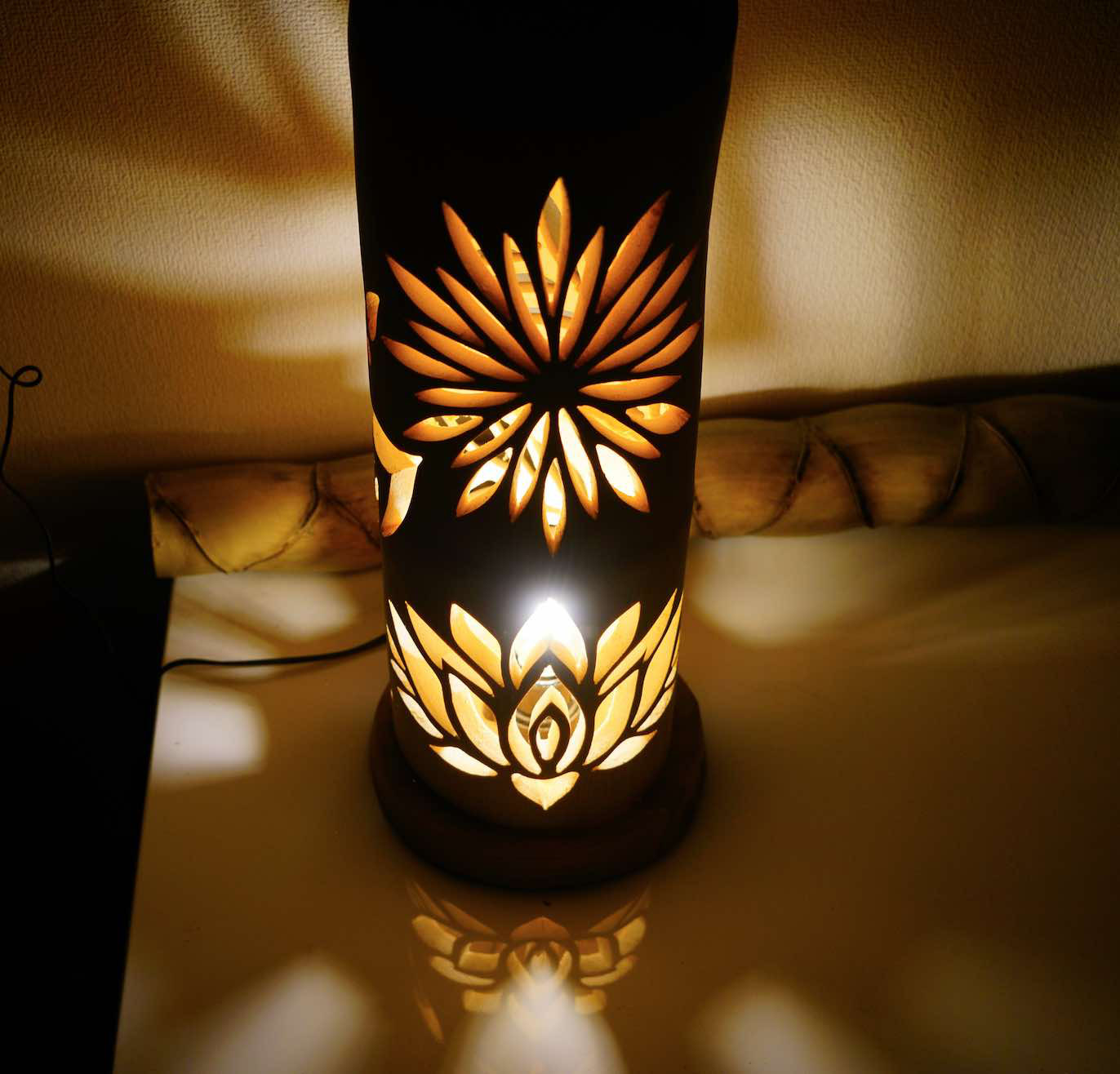 竹灯り・竹あかり・竹灯籠・竹灯篭・竹ランプ   全面彫り～～ 癒しの灯り★光帯★～～