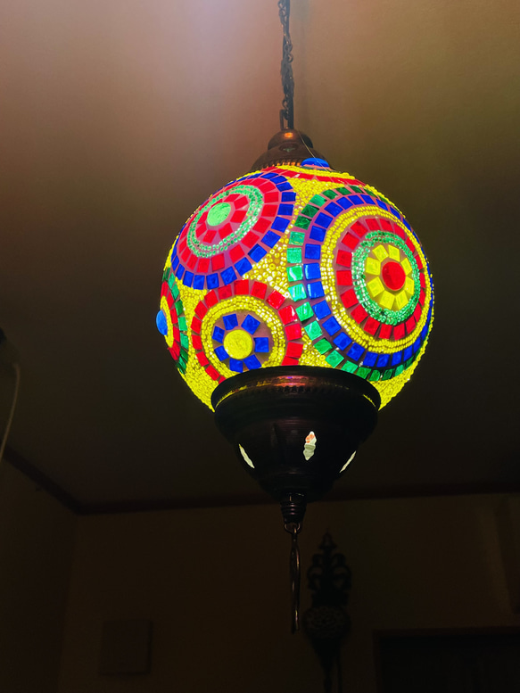 トルコモザイク丸型ペンダントランプ                                     直径16cmのまん丸ランプシェード。丸いフォルムが可愛 G1420857460(10920円)