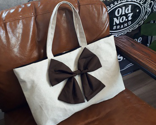 リネン×リボン：トートバッグ【0334】 トートバッグ chill out 通販