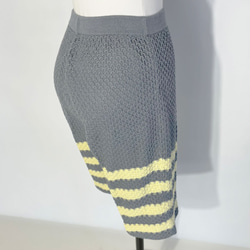 サマーニット✿グレー ＆ イエロ ストライプ ハーフパンツ　345 GRAY YELLOW STRIPE HALF PT 5枚目の画像