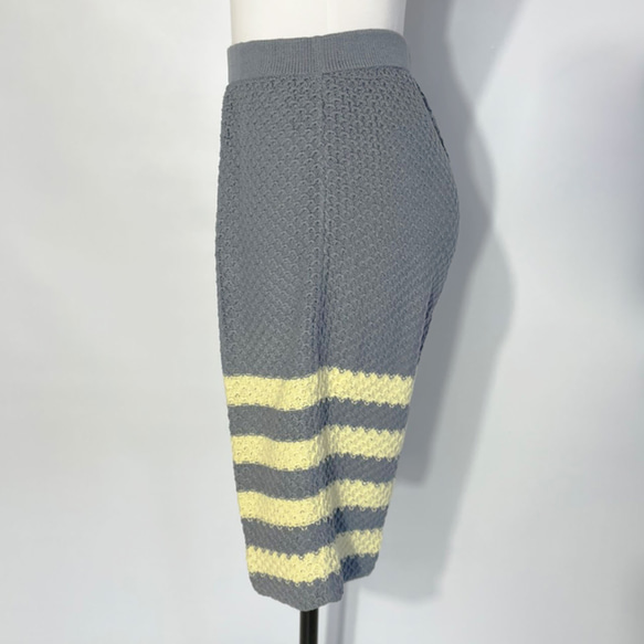 サマーニット✿グレー ＆ イエロ ストライプ ハーフパンツ　345 GRAY YELLOW STRIPE HALF PT 2枚目の画像