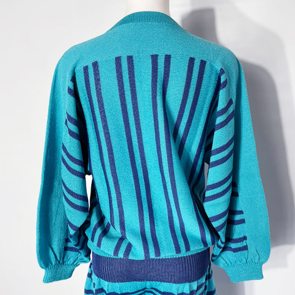 サマーニット✿ ブルー ストライプ トップス　348 BLUE STRIPE TOPS 4枚目の画像