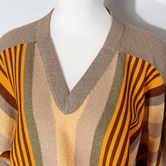 サマーニット✿ライトブラウン ストライプ トップス　349 LIGHT BROWN STRIPE TOPS 5枚目の画像