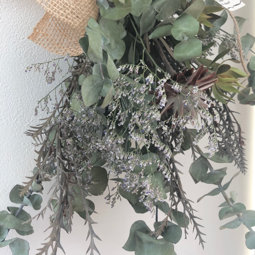 ドライフラワースワッグ ユーカリとネイティブフラワー シンプル