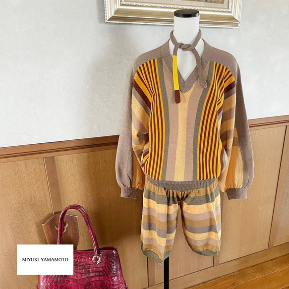 サマーニット✿ライトブラウン ストライプ ハーフパンツ　349 LIGHT BROWN STRIPE  HALF PT 7枚目の画像