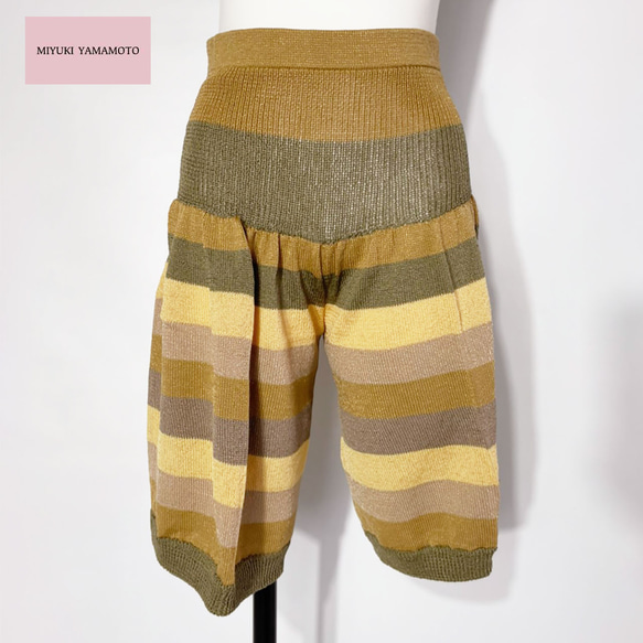 サマーニット✿ライトブラウン ストライプ ハーフパンツ　349 LIGHT BROWN STRIPE  HALF PT 2枚目の画像