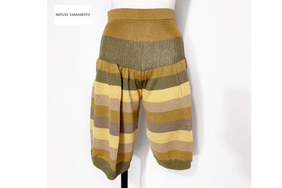 サマーニット✿ライトブラウン ストライプ ハーフパンツ　349 LIGHT BROWN STRIPE  HALF PT 1枚目の画像