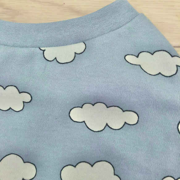 【フレンチブルドッグ服】ホリゾンブルー綿雲のタンクトップ　柔らかい裏毛　スウェット　フレブル 5枚目の画像