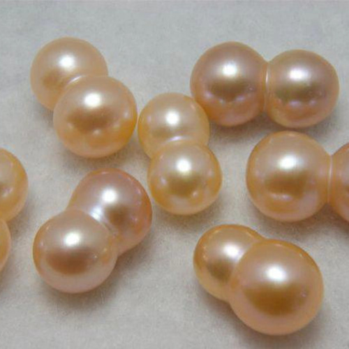 淡水パール 双子真珠 M オレンジピンク 12-15×7-9mm A級品 商品番号