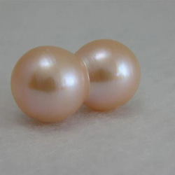 淡水パール　双子真珠　３L　オレンジピンク　21×12mm　AB級品 商品番号7221AB 2枚目の画像