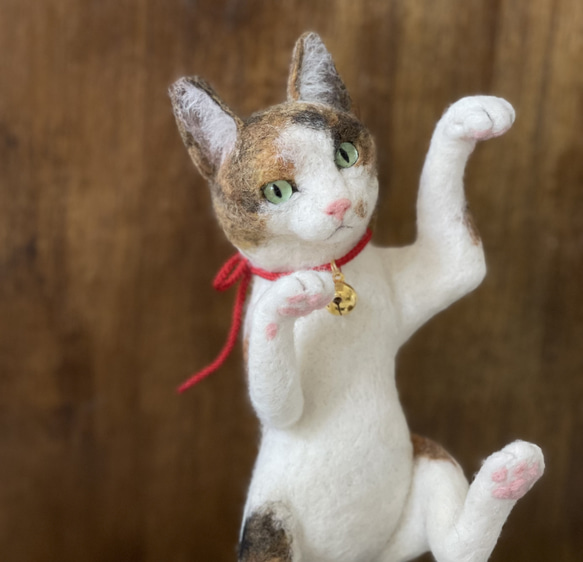 羊毛フェルト　踊る猫又さん　アートドール 6枚目の画像