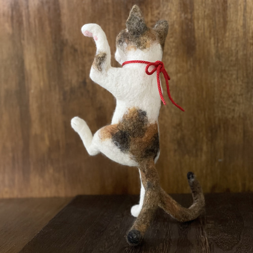 羊毛フェルト 踊る猫又さん アートドール 立体・オブジェ 餡子猫
