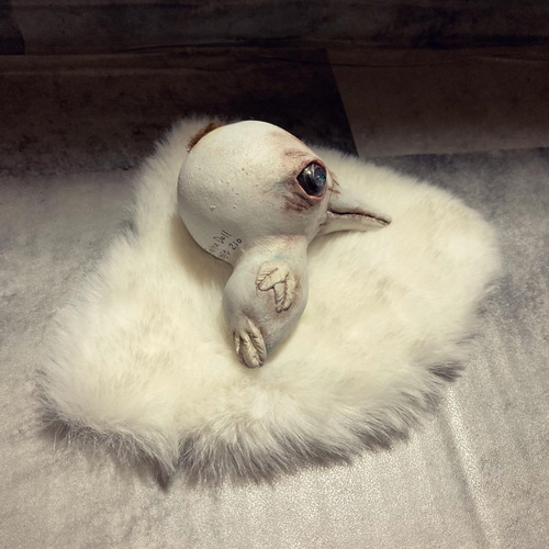 カラスのぬいぐるみ 本革製 作家もの カラスのぬいぐるみ 本革製