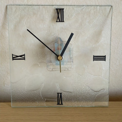 昭和ガラス　掛け時計　「大葉」　葉模様 5枚目の画像