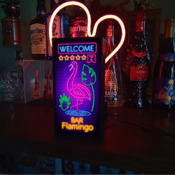 フラミンゴ 南国 トロピカル ビーチ BAR 酒 夏 海 ヤシの木 サイン 看板 玩具 置物 雑貨 LEDライトBOX 5枚目の画像