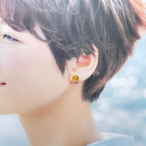 ライモナイトイントパーズ 1粒ピアス 14kgf 金魚 ピアス