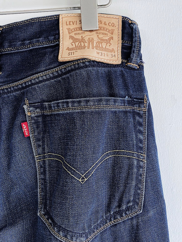 levis / 511 W31L34 深藍素經典 古著中低 腰丹寧牛仔長褲vintage 第4張的照片