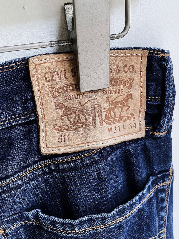 levis / 511 W31L34 深藍素經典 古著中低 腰丹寧牛仔長褲vintage 第8張的照片