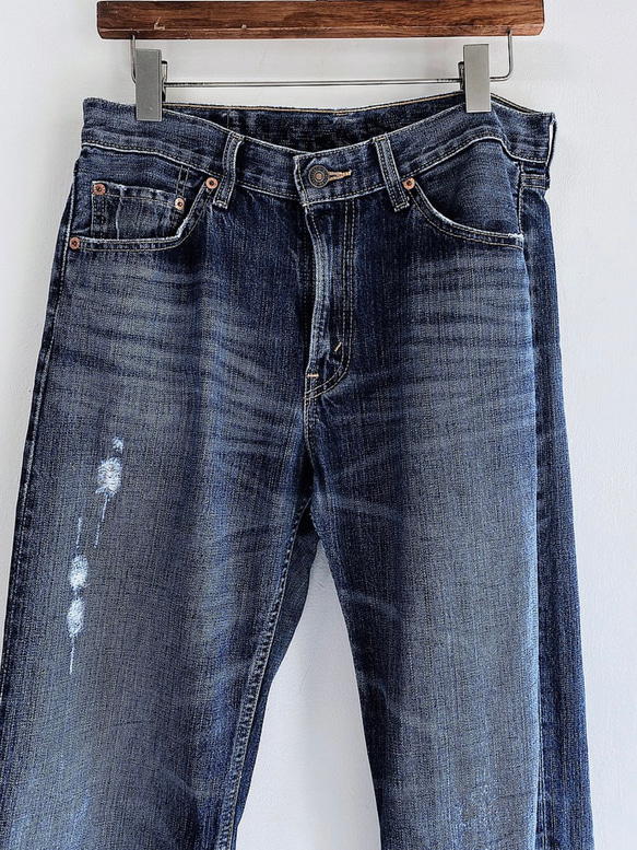 levis / W32 L34 淺藍破壞刷色 古著中腰丹 寧牛仔長褲 vintage 第2張的照片