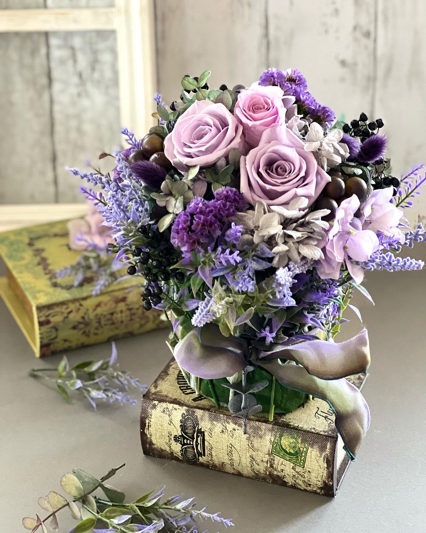 ラベンダーの器のアレンジ