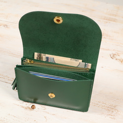 可愛い　コンパクト財布　アコーデオン　大容量　エバーグリーン　ミニ財布　タッセル 5枚目の画像