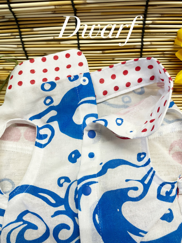 【犬服】祭柄スタンドカラーてぬぐいシャツ☆ 5枚目の画像