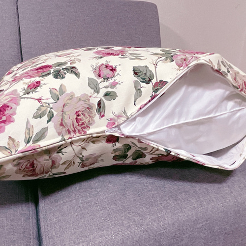 薔薇柄ロココ調 座布団カバー55×59cm銘仙判クラシカルガーデン