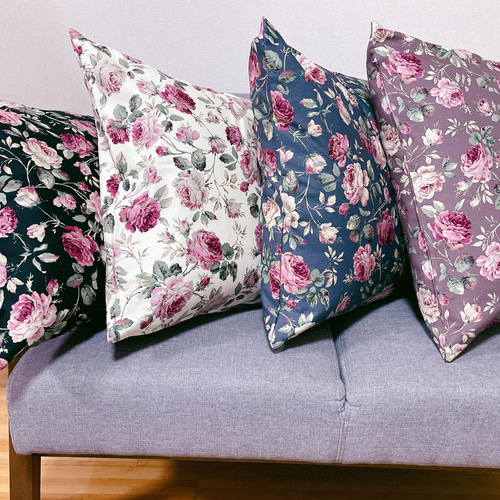 薔薇柄ロココ調 座布団カバー55×59cm銘仙判クラシカルガーデン