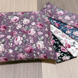 薔薇柄ロココ調 座布団カバー55×59cm銘仙判クラシカルガーデン：グレー