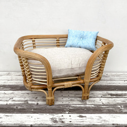 【ラタン家具】　ペットベッド　ナチュラル　（天然ラタン使用） 高級天然藤 猫用・犬用ハウス 手編みラタンベッド 北欧風犬用