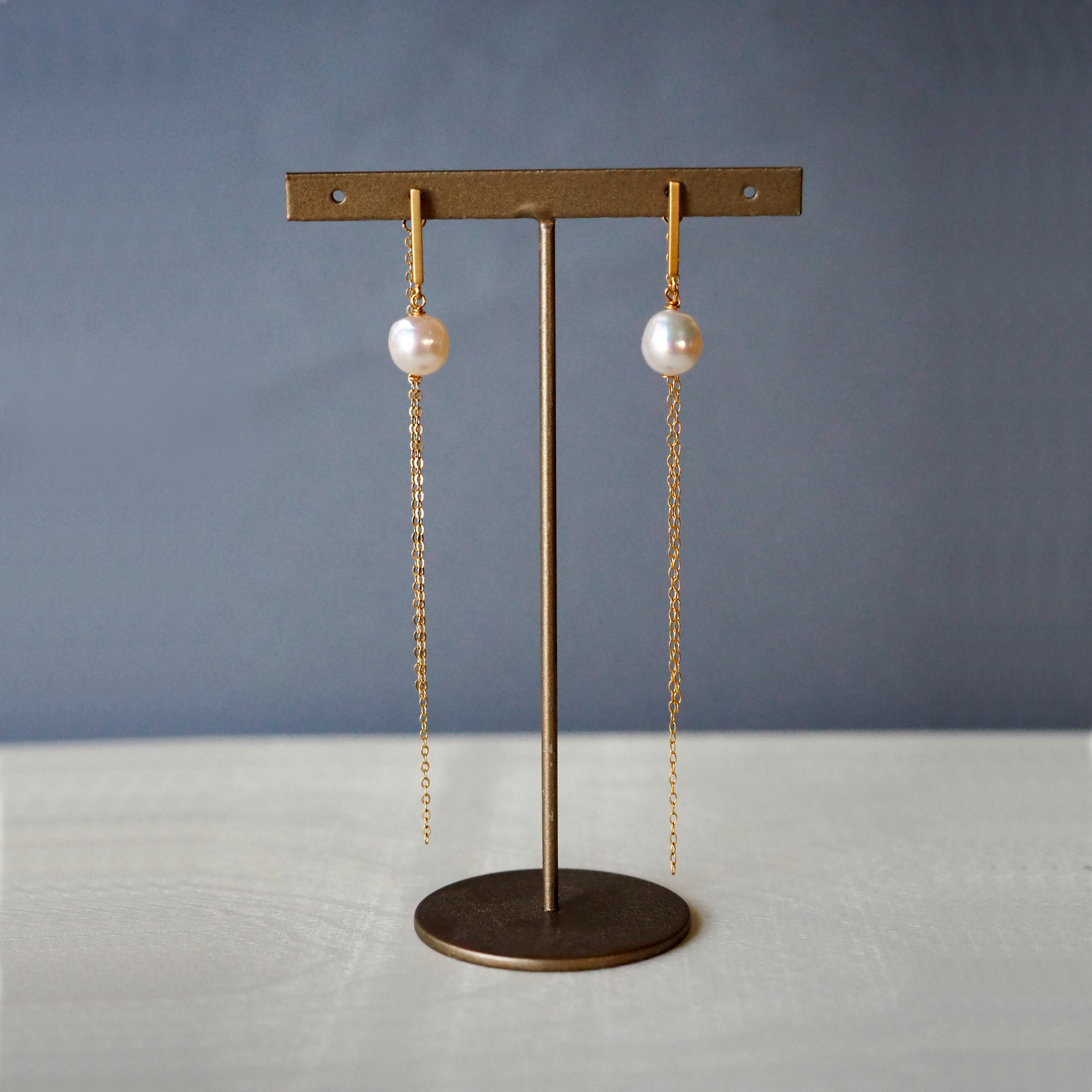 【2way仕様】 国産・あこや真珠とチェーンのピアス