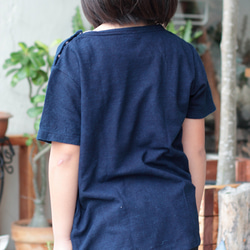 キッズ 半袖 Tシャツ 120/130サイズ 【 ヘンプ リネン オーガニックコットン 】/ 藍染めINDIGO　 3枚目の画像