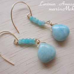 [marinMek*] 14kgf Larimar 和 Amazonite 耳環 第2張的照片