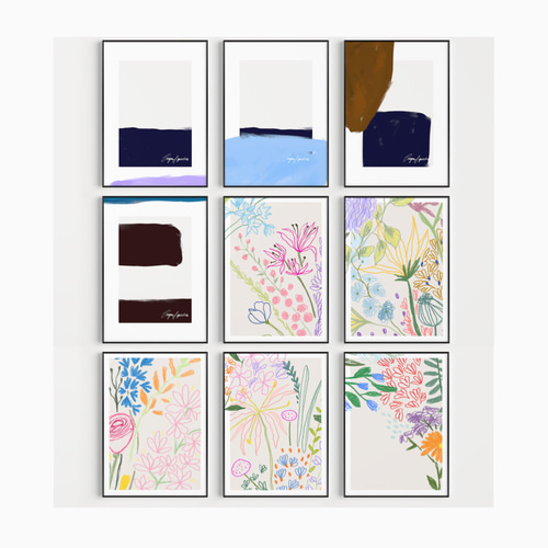 ポスター 夏のカラフルな抽象画 / i0786 / 花のクレヨン画