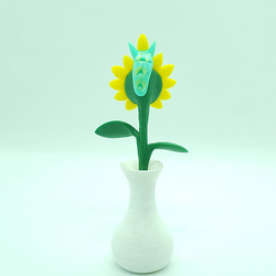 ひまわりと大村さん(置物)花瓶白a 4枚目の画像