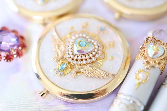 クリスタルハートコンパクトミラー 手鏡 AnJurg💎発送遅延中目安